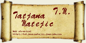 Tatjana Matejić vizit kartica